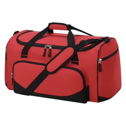 LONALIA 45L Sports Holdall Bags for Men, Gym Duffle Bag, Red