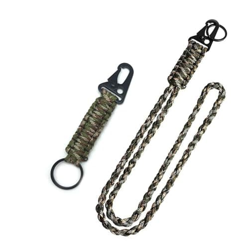 WEYIEDILA 2 Pcs Braided Paracord Neck Lanyard, Heavy Duty Nylon Lanyard with Carabiner Metal Key Ring, Multipurpose Lanyard for Keys Camera ID Badge Travel