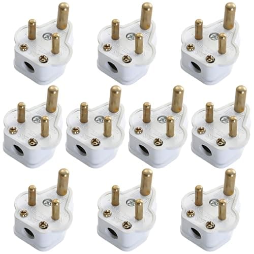 10Pcs 5 Amp Round Pin Plugs Mains Plug, 3 Pin Plugs for Stage Lighting Lamp