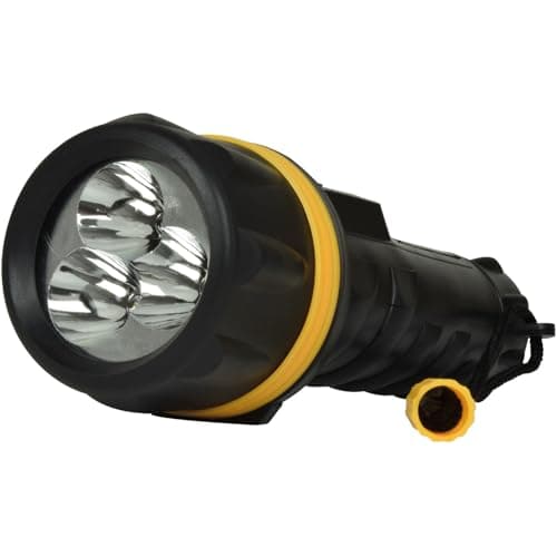 Mercury Heavy Duty LED Rubber Torch Durable Handheld Torch with Wide-Angle LEDs, Anti-Roll Grip, Splash Resistant, Portable and Ideal for Camping, Outdoor, Work and Emergencies 2 x D Batteries