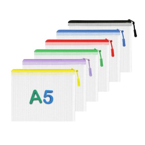 6PCS A5 Plastic Wallet Zip Wallets Lock Waterproof Clear Bags