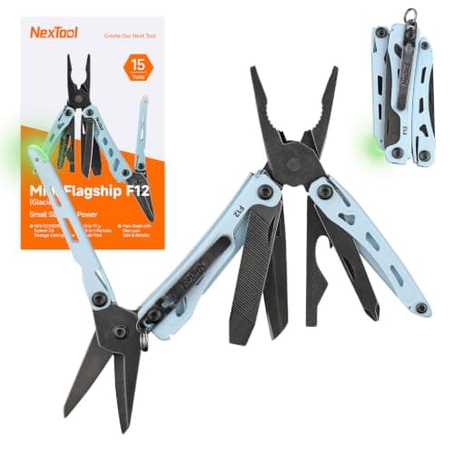 NexTool Mini Flagship F12 Keychain Multitool, 13 in 1 Pocket Tools (Blue)