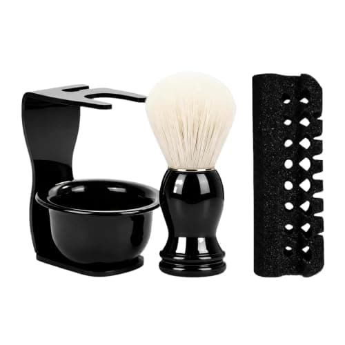 Portable Wet Shaving Setup with Nylon Bristle Brush