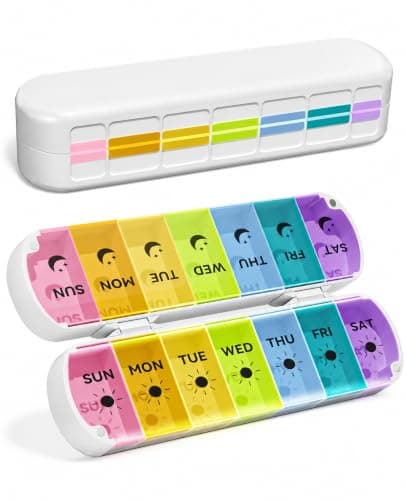 7 Day Pill Organiser with Magnetic Closure & Removable Lids (Multicolour)