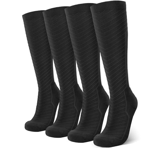 SONORAN 2 Pairs Compression Socks for Women & Men 20-30 mmHg Flight Compression Stockings Knee High Best Support for Running, Flying, Sports S/M (Black)