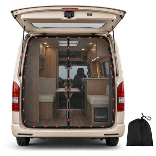 Normodic Mosquito Net Magnetic for VW T5 T6, Tailgate Fly Screen with Magnetic Closure, Rear Door Mesh Screen Van Bug Protection, Boot Sun Shade Netting Mesh Curtain for Outdoor Camping Travel