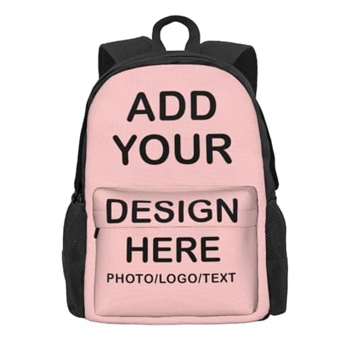 Personalised Backpack – Custom School Bag with Your Text, Image, Photo or Logo – Design Your Own Customised Backpack – Lightweight Travel, Camping & Back to School Bag – Gift for Kids, Boys & Girls