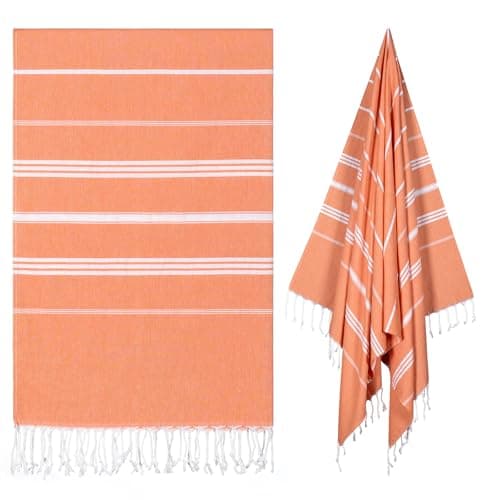 Ouxiaobai Turkish Beach Towel Oversized - 40"x70" Quick Dry Sand Free Thin Beach Towels for Adults, Extra Large Lightweigh Travel Towel(Coral)