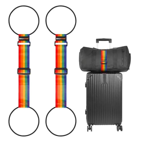 BILIONE Add a Bag Luggage Straps 2 Pack, Adjustable Bungee Elastic Belt