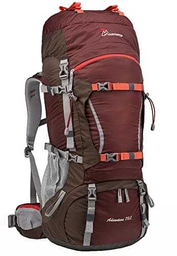 MOUNTAINTOP 70L Internal Frame Hiking Rucksack with Rain Cover Unisex