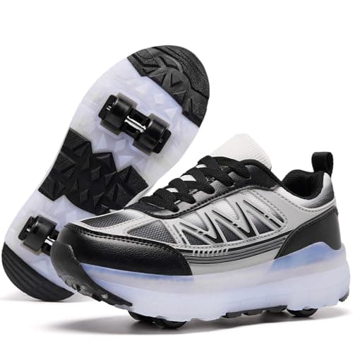 Roller Skate Shoes for Women Girls Sneakers with Detachable Wheels Sport Shoe Suitable for Halloween Christmas Birthday Party Gifts White Black