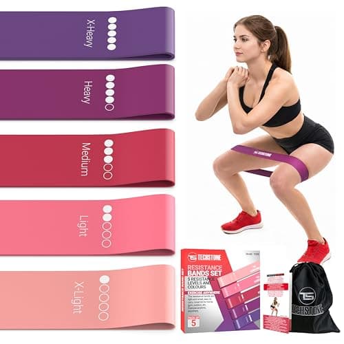 TechStone Resistance Bands Set for Men and Women, Pack of 5 Different Resistance Levels Elastic Band for Home Gym Long Exercise Workout – Great Fitness Equipment for Training (Red)