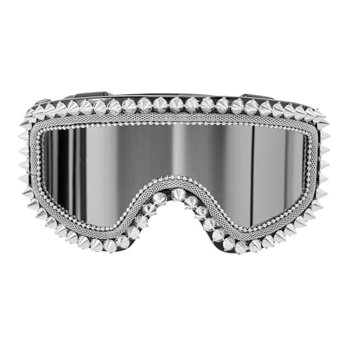 W WIDMANN MILANO Party Fashion - Mirrored ski goggles with studs and rhinestones, accessory carnival, fun goggles for après-ski party, festival