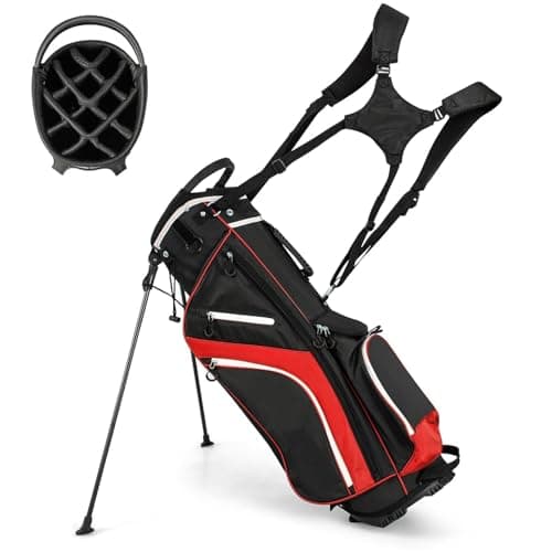SPOTRAVEL Lightweight Golf Bag, Golf Stand Bag (Red)