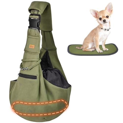CUBY Puppy Carrier Sling Lightweight Travel for Small Pets Hands-Free-Green