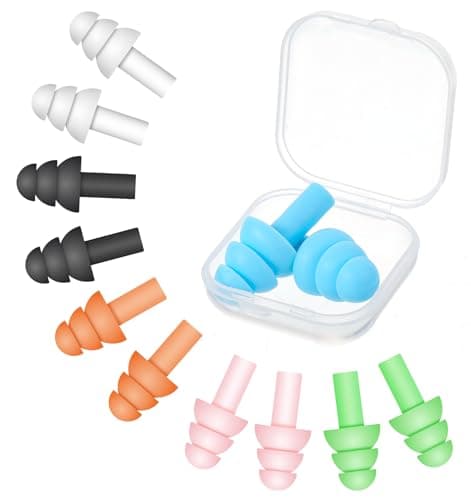 6 Pairs Reusable Ear Plugs, Waterproof Ear Plugs - Reusable Travel Earplugs with Earplug Case for Sleep, Swimming, Snoring, Concerts, Work, Transparent Color