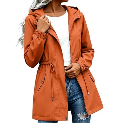 OVARA Women's Lightweight Waterproof Jackets Breathable Hooded Rain Coat Rain Jacket Ladies Packable Functional Windbreaker Jacket Rain Coat for Cycling Hiking Walking