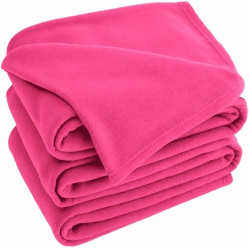 Adore Home Soft Warm Polar Fleece Blanket Large - Cosy Throw for Sofa, Bed, Travel, Car and Camping, 120x150cm, Pink