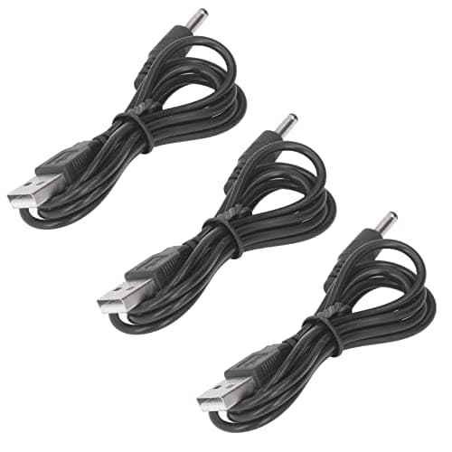 SEAFRONT USB Power Cord, Double PVC USB to DC Charging Cable 3.5x1.35mm Jack 5V 2A 1M, 3 Pack for Fan Speaker Phone Router Small Electronics Home Office Travel Use