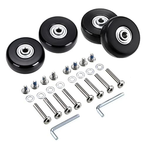 SUMNACON 4Pcs 50x18mm Luggage Suitcase Replacement Wheels, Rubber Swivel Caster Wheels Bearings Repair Kits,Black