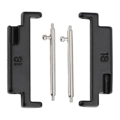 Brrnoo 1 Pair Metal Watch Band Adapter, Universal 18-22mm Connection Adapter, Stainless Steel, Black, Unisex Adult Replacement Bands