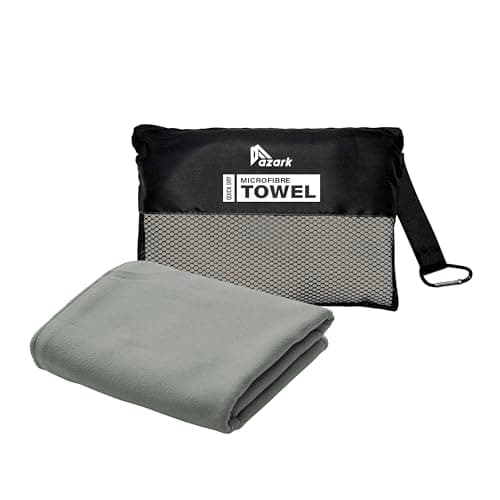 azark Microfibre Towel – Quick Dry, Lightweight & Super Absorbent – Gym, Travel, Yoga, Camping & Beach – Soft & Durable – Multiple Sizes (Grey, Medium)