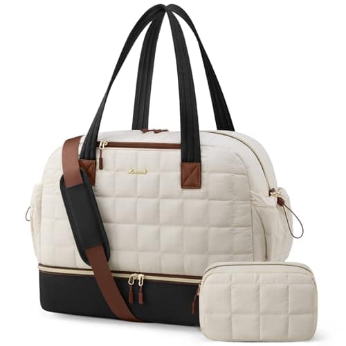 LOVEVOOK Travel Bags for Women, Lightweight Puffer Weekend Hospital Maternity Overnight Holdall Duffle Bag, Gym Bag with Shoe Compartment & Wet Pocket, Carry On Hand Luggage Ladies Flight Bags