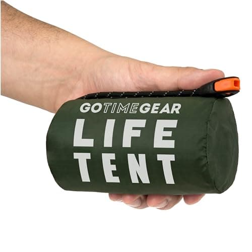 Go Time Gear Life Tent Emergency Survival Shelter – 2 Person Emergency Tent – Use As Survival Tent, Emergency Shelter, Tube Tent, Survival Tarp, Includes Survival Whistle & Paracord - Green 1 Pack