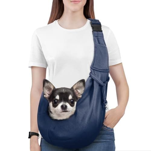 Pawaboo Small Dog Sling Carrier,for 3-10 lbs Pets, Navy Blue