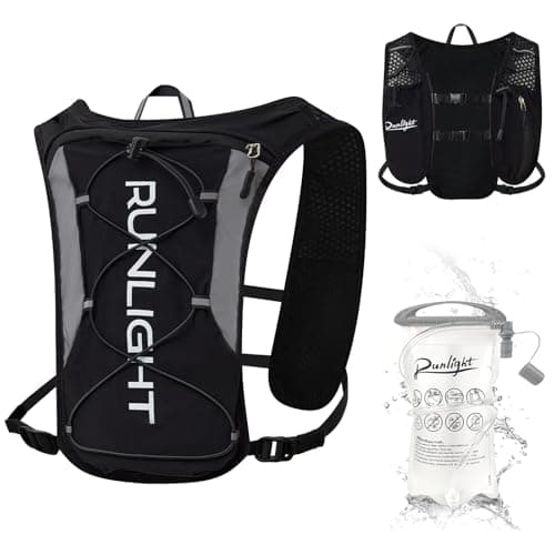 Running Vest Women Men,ight Reflective Hydration Vest Pack with 1500ml Soft Water Bottle,Adjustable Hydration Vest For Hiking Trail Cycling Marathon(Black)