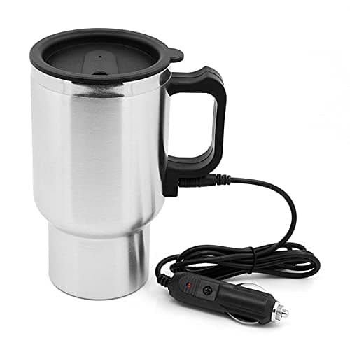 Car Electric Kettle Stainless Steel In Water Bottle with Indicator Travel Heating Cup Powered by Charger Base for Tea Coffee Milk