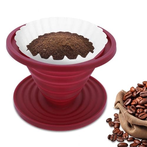 Coffee Dripper, Foldable Silicone Coffee Dripper Foldable Travel Pour Over Maker Reusable Filter Camping Makers for Backpacking Camping Travel Home Office