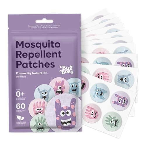 BugBoss Mosquito Repellent Patches for Babies & Toddlers, Monsters, 60 Pcs