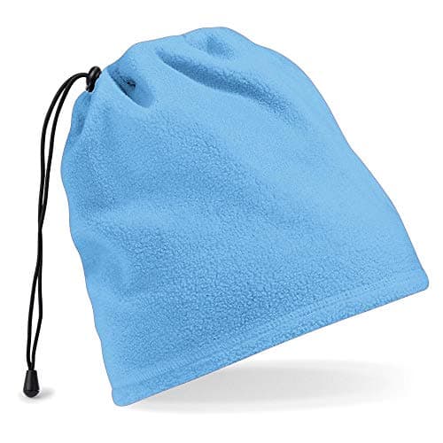 Beechfield Supra Fleece Drawcord Hat Neck Warmer Sky Blue One Size