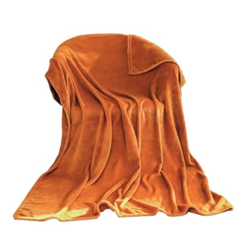 Orange Flannel Fleece Blanket fluffy throw Super soft Bed Blanket warm comfortable Throws for sofa/couch/plush/Lightweight/Travel Blankets, Double Size, 150x200cm