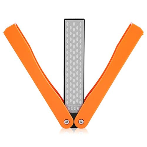 Zerodis 400/600 Grit Knife Sharpener, Folding Double-Sided Diamond Sharpening Stone Tool for Outdoor Camping Garden Kitchen(Yellow)