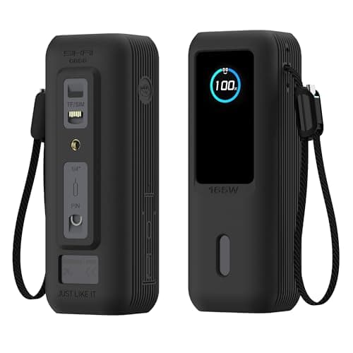 Silicone Case for Anker Laptop Power Bank 165W (25000mAh) with 1/4-inch Nut Hole, TF/Sim Card, Card Pin Storage Slot for Anker Power Bank 165W Skin-Friendly Anti-Lost Protective Case (Black)