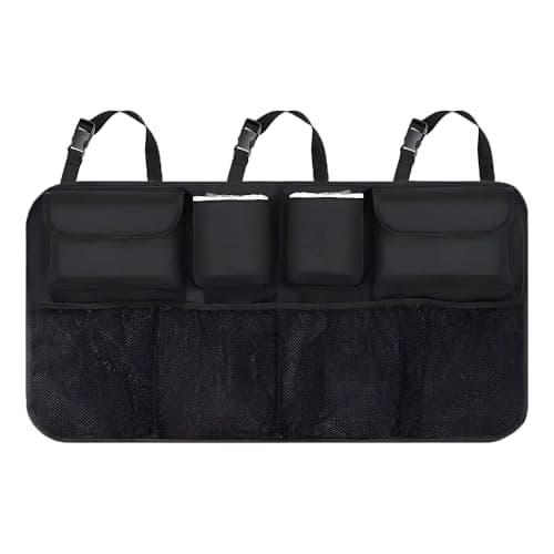 Car Boot Organiser, Backseat Storage Bag, Durable Foldable Cargo Net Storage, Waterproof Kick Mats Car Organiser Seat Back Protectors, Super Capacity Enlarged 8 Pockets for Boot Tidy & Clean Trunk Org