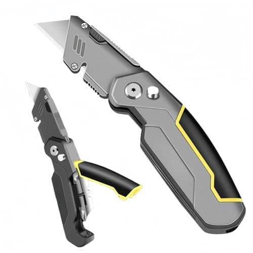 Heavy Duty Folding Utility Cutter Utility Multitool Pocket Tool with 3 pc Stainless Steel Replaceable Accessory with Belt Clip for Craft Tradesman Tool,Camping,Simple Repair