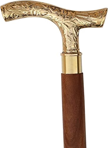 Alfiya Nautical Classic T-Handle Wooden Walking Stick | Derby Canes & Durable Rosewood Support Cane | Comfortable Grip & Stylish Everyday Accessory