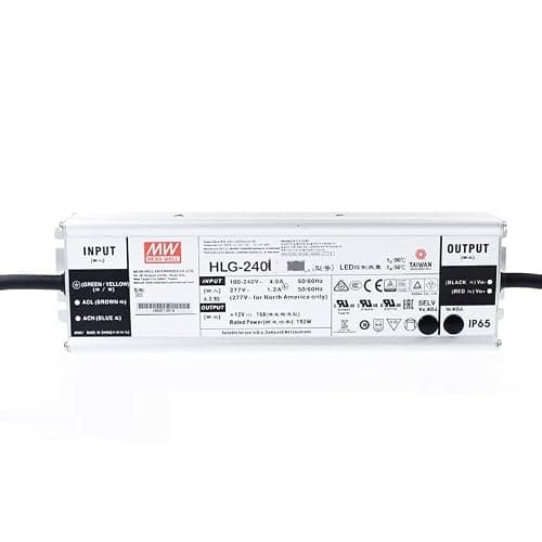 MEAN WELL HLG 240W 24V 10A LED Driver, HLG-240H-24 Switching Power Supply Converter Transformer with IP67, PFC Function, Metal Case, Constant Voltage/Current
