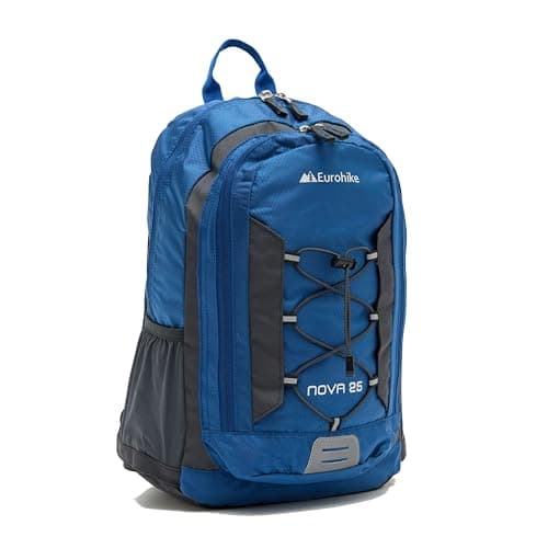 Eurohike Nova 25 Litre Daysack with Ventilated Back Panel, Lightweight, Packable, Adjustable 25L Daypack, Backpack, Rucksack, Bag for Men Women & Kids, School, Commuting, Camping, Hiking (Blue)