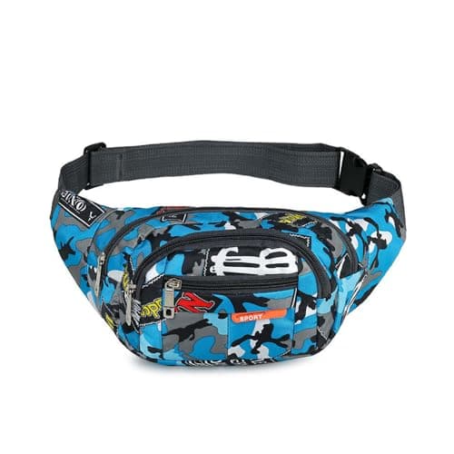 Semazz Bum Bag Camo,Waist Bag Bumbags Camouflage Belt Bag Waist Bags Fanny Pack Fabric Nylon Money Belt for Men Boys Running Hiking Travel Sports Blue