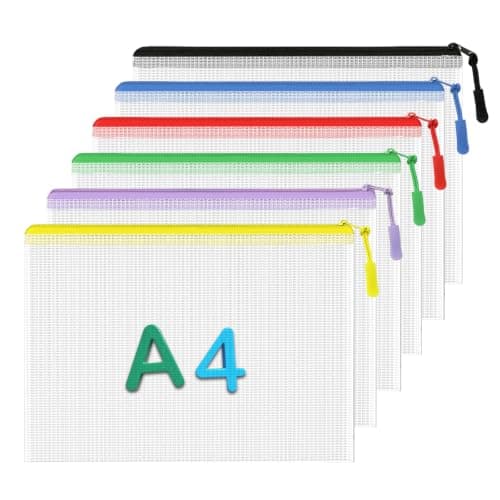 6 PCS Plastic Wallet A4 Zip Wallets Lock Waterproof Clear Bags