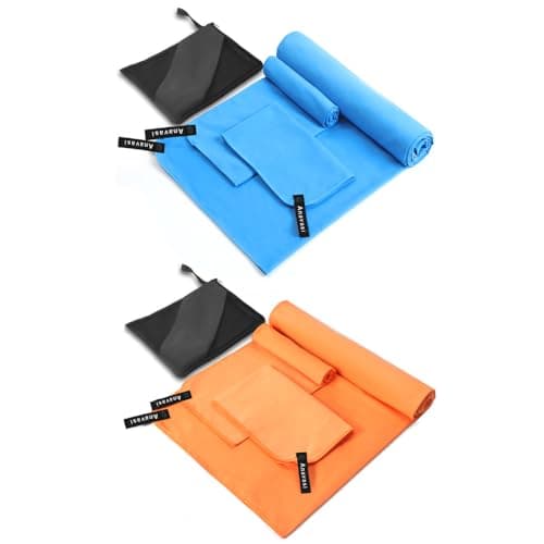 Anavasi 6 PCS Microfibre Towels for Adults, 2*(180*80 + 80*40 + 50*30) cm