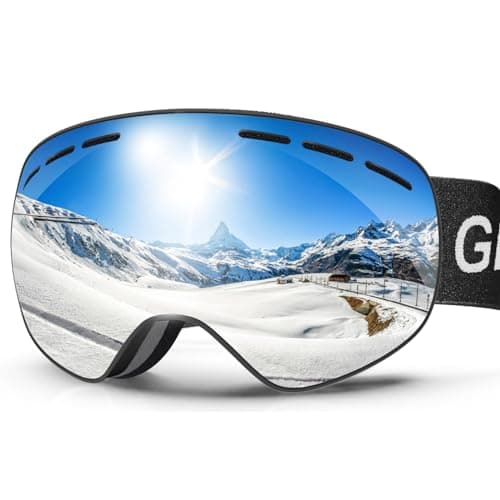 GlaRid OTG Ski Goggles for Men Women Youth, Anti-Fog UV Protection, Silver