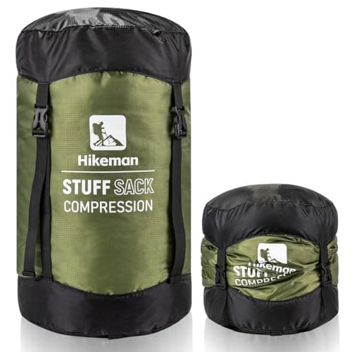 HIKEMAN Compression Stuff Sack for Sleeping Bag - Lightweight Compression Bag,Water-Resistant Sleeping Bag Stuff Sack for Camping Outdoor Hiking Backpacking Travelling (Army Green, S)