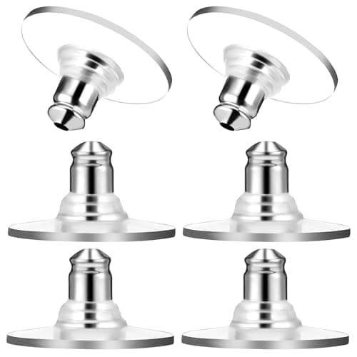 Locking Earring Backs for Studs, 6 Pcs Silicone Silver