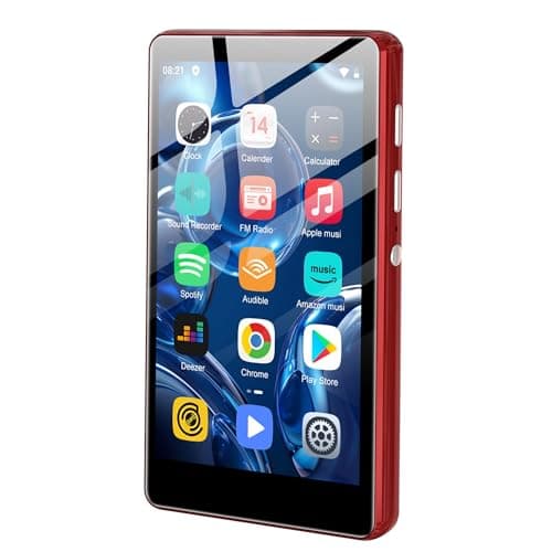 80GB MP3 Player with Bluetooth and WiFi-SWOFY 4" HD Full Touch Screen MP3 Player with Spotify, Amazon Music,YouTube,Libby,Android MP4 Music Player for Kids Red