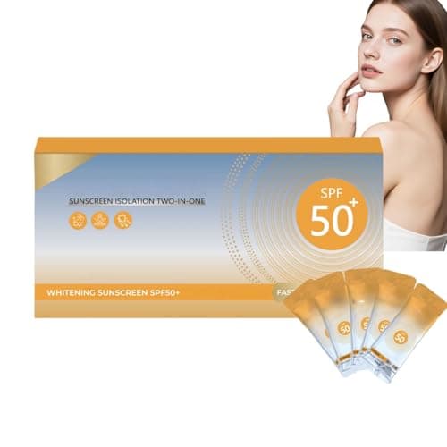 50 Pack Mini Sunscreen Travel Size, SPF 50+ Water-Resistant Sunscreen & Face Moisturiser, Sun Cream for Body & Face, Long Lasting Protection for Oily Skin, Portable Single-Use Packets